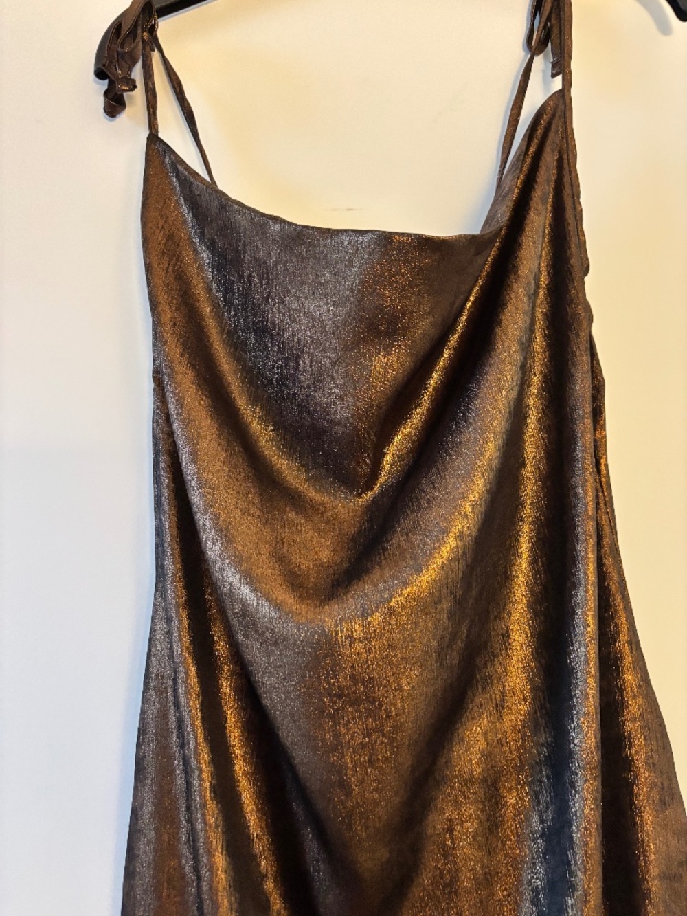 Brown Copper Lamé Cowl Neck Stunner - NWT